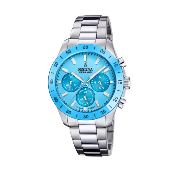 cronografo festina ceramic celeste